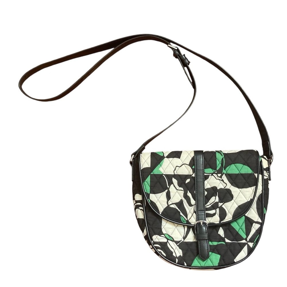 Vera Bradley Imperial Rose Crossbody Purse Black Green White Floral